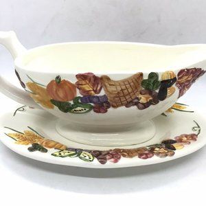 2004 Publix The Pilgrim Pair Gravy Boat With Tray